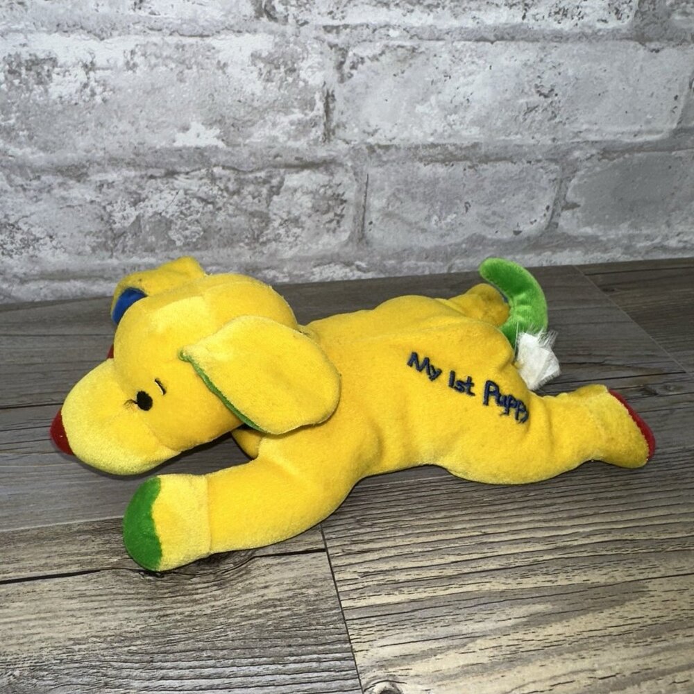 Snuggie Toy ? My 1st Puppy Dog Rattle Plush Primary Colors Yellow Lovey  3597